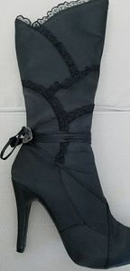 Satin knee high boots with platform